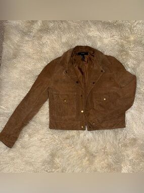 Brown Suede Snap-Front Jacket